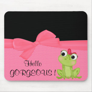 Adorable Niedlich Frog auf Polka Dots Hello Gorgeo Mousepad