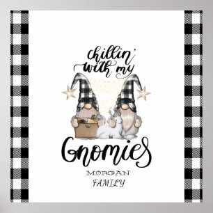 Adorable Niedlich Gnomes Black Buffalo Kariert Poster