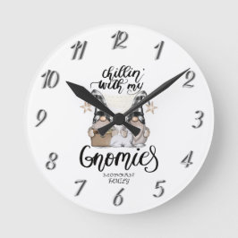 Adorable Niedlich Gnomes Black Buffalo Kariert Runde Wanduhr