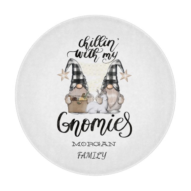 Adorable Niedlich Gnomes Black Buffalo Kariert Schneidebrett (Vorderseite)
