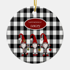 Adorable Niedlich Gnomes Buffalo Kariert Keramik Ornament