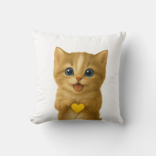 Adorable Niedlich Kitten Thinking Kissen
