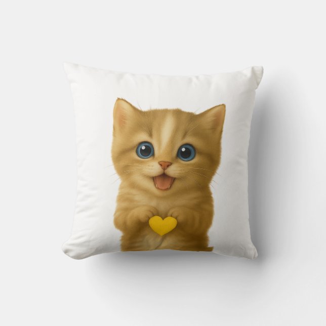 Adorable Niedlich Kitten Thinking Kissen (Vorderseite)