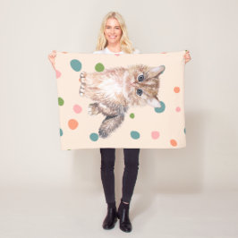 Adorable niedlich Kitty Meow kitten Polka Punkte r Fleecedecke