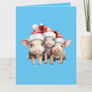 Adorable Niedlich Little Piggie Weihnachtsgrüße Karte