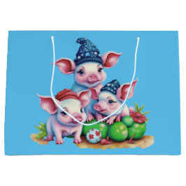 Adorable Niedlich Little Piggies Weihnachtsbaum Große Geschenktüte