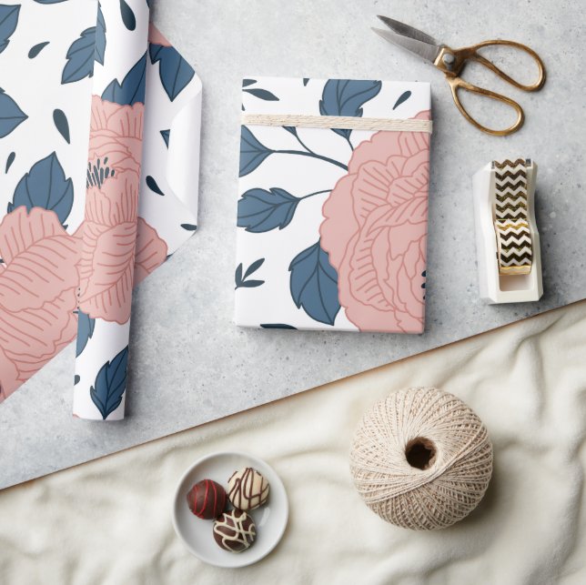 Adorable niedliche Blumen Rosa und Brautparty der  Geschenkpapier (Kunsthandwerk)