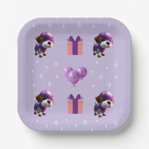 Adorable Niedliche Geburtstagsparty für Hunde Pappteller