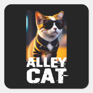 Adorable Niedliche Katze in Tiger Tracksuit Quadratischer Aufkleber