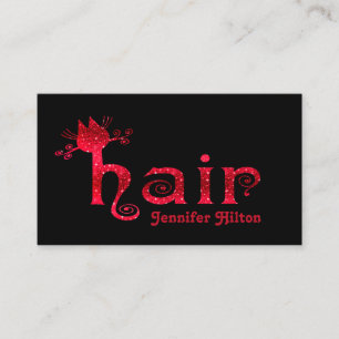 Adorable niedliche Katzenhaar-Logo Visitenkarte