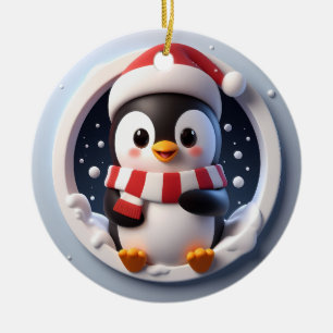 Adorable Niedliche Pinguin Burning Out Keramik Ornament