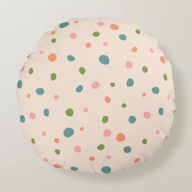Adorable niedliche Polka Punkte moderne rosa grün  Rundes Kissen (Vorderseite)