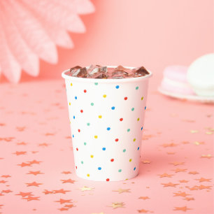 Adorable Niedliche Regenbogenfarben Polka Dot Birt Pappbecher