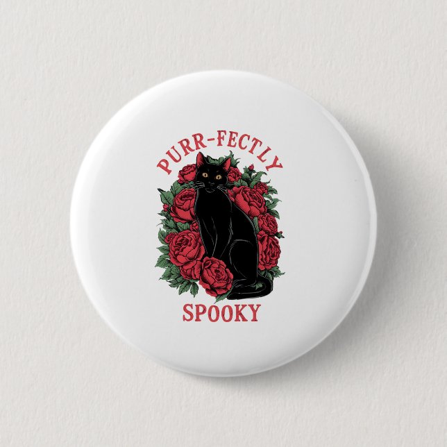 Adorable Niedliche schwarze Katze, sauber gesproch Button (Vorderseite)