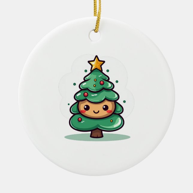 Adorable Niedliche Weihnachtsbaumfigur Keramik Ornament (Vorne)