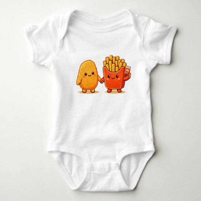 Adorable Nugget & Fries Cartoon Baby Strampler (Vorderseite)