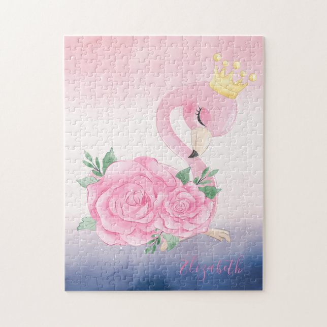 Adorable Ombre Niedlich Flamingo Puzzle (Vertikal)