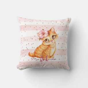 Adorable Orange Baby Cat Illustration Girl Kinderz Kissen