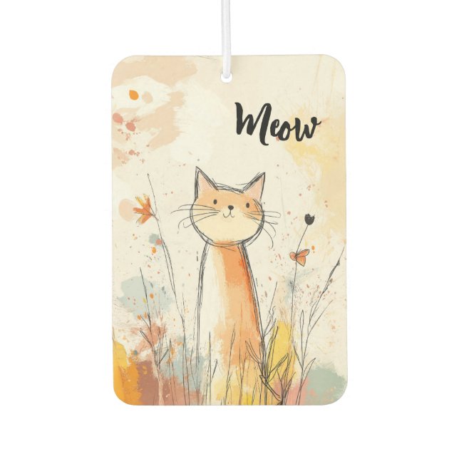 Adorable Orange Cat Illustration Personalisiert Autolufterfrischer (Vorderseite)
