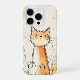 Adorable Orange Cat Illustration Personalisiert iPhone 16 Pro Hülle