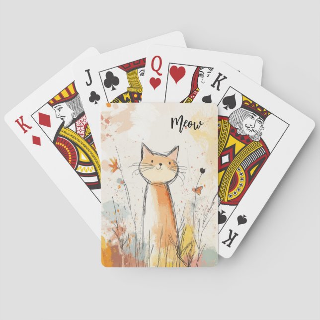 Adorable Orange Cat Illustration Personalisiert Spielkarten (Rückseite)