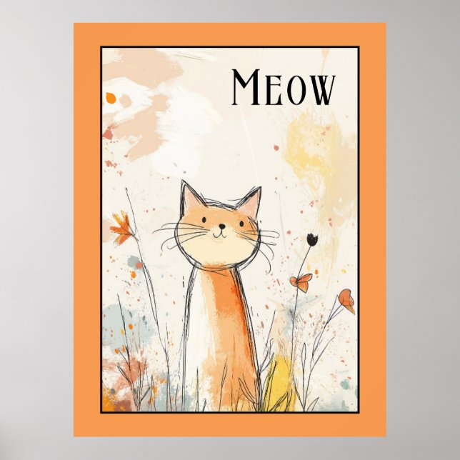 Adorable Orange Cat Illustration Poster (Vorne)