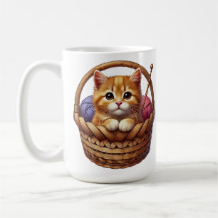 Adorable Orange Kitten in Basket mit Garn Kaffeetasse
