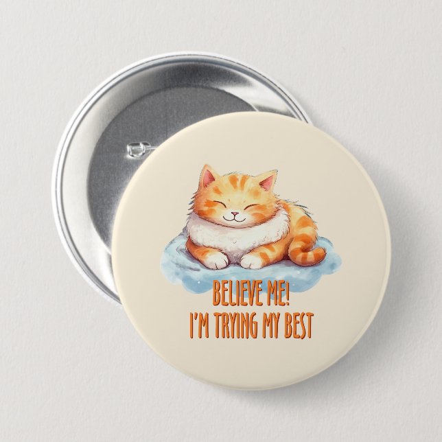 Adorable Orange Tabby Cat - Ich versuche mein Best Button (Vorne & Hinten)