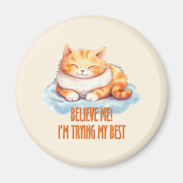 Adorable Orange Tabby Cat - Ich versuche mein Best Magnet (Vorne)