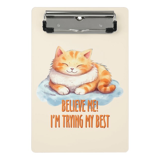 Adorable Orange Tabby Cat - Ich versuche mein Best Mini Klemmbrett (Vorderseite)