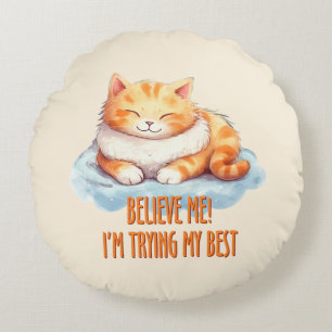 Adorable Orange Tabby Cat - Ich versuche mein Best Rundes Kissen