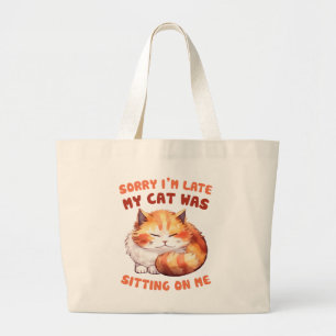 Adorable Orange Tabby Cat - Sorry, ich bin spät Jumbo Stoffbeutel