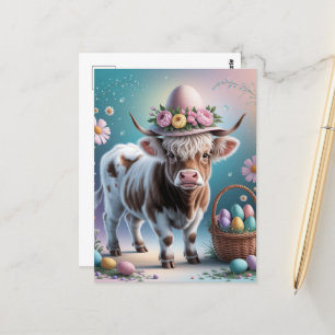 Adorable Osterhochland Kuh Postkarte