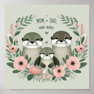 Adorable Otter Boho Mama Vater und Baby Poster