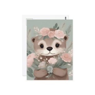 Adorable Otter Boho Wasserfarbe Postkarte