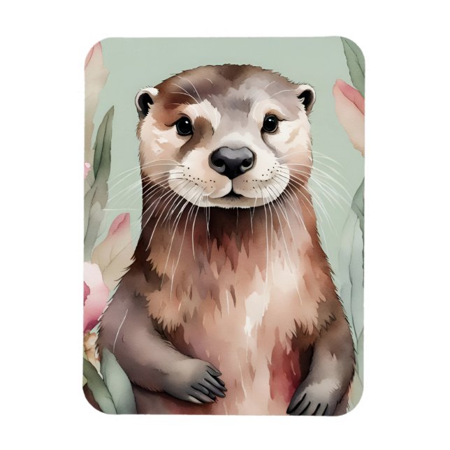 Adorable Otter Boho Watercolor Magnet (Vertikal)