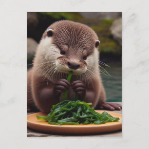 Adorable Otter essen Algensalat Postkarte