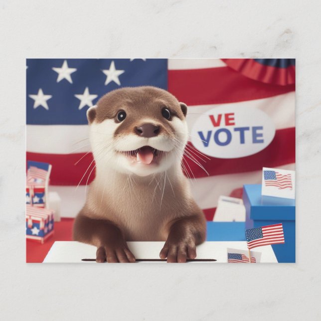 Adorable Otter Patriotic Abstimmung Postkarte (Vorderseite)