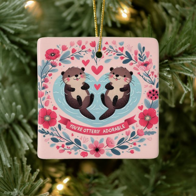 Adorable Otter pun Keramikornament (Baum)