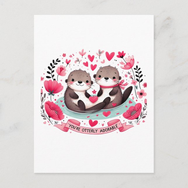 Adorable Otter pun Postkarte (Vorderseite)