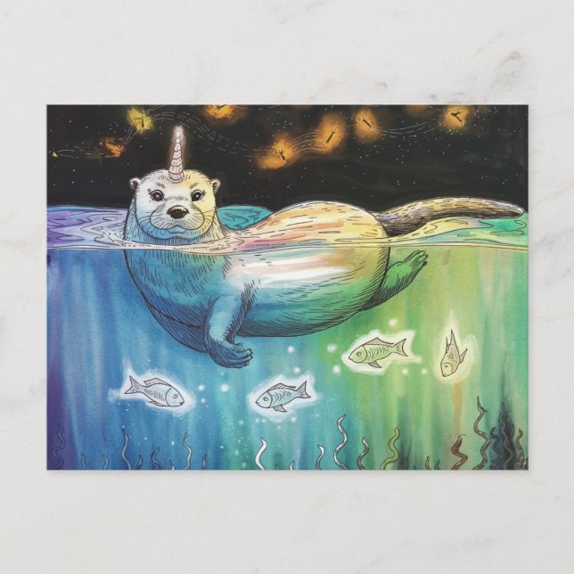 Adorable Otter Unicorn Postkarte (Vorderseite)