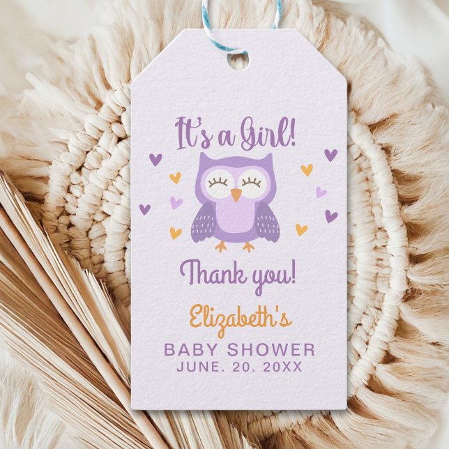 Adorable Owl Baby Shower Girl - It's a Girl Geschenkanhänger (Von Creator hochgeladen)