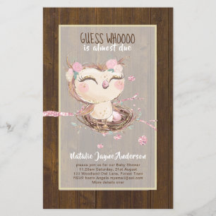 Adorable OWL Baby Shower Girls oder Boys Einladung Flyer