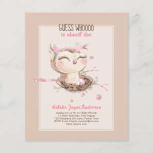 Adorable OWL Baby Shower Girls oder Boys Einladung Flyer