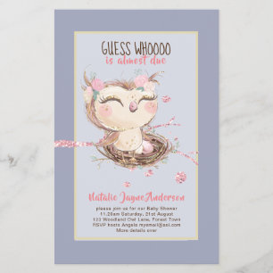 Adorable OWL Baby Shower Girls oder Boys Einladung Flyer