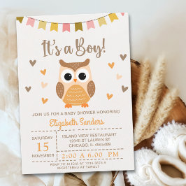 Adorable Owl Baby Shower Invitation – 'It's a Boy' Einladung