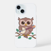 Adorable Owl Bird spielen Banjo Cartoon