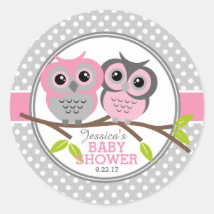 Adorable Owls Baby Dusche Runder Aufkleber