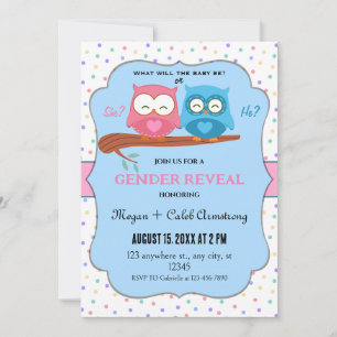 Adorable Owls Gender Reveal Einladung