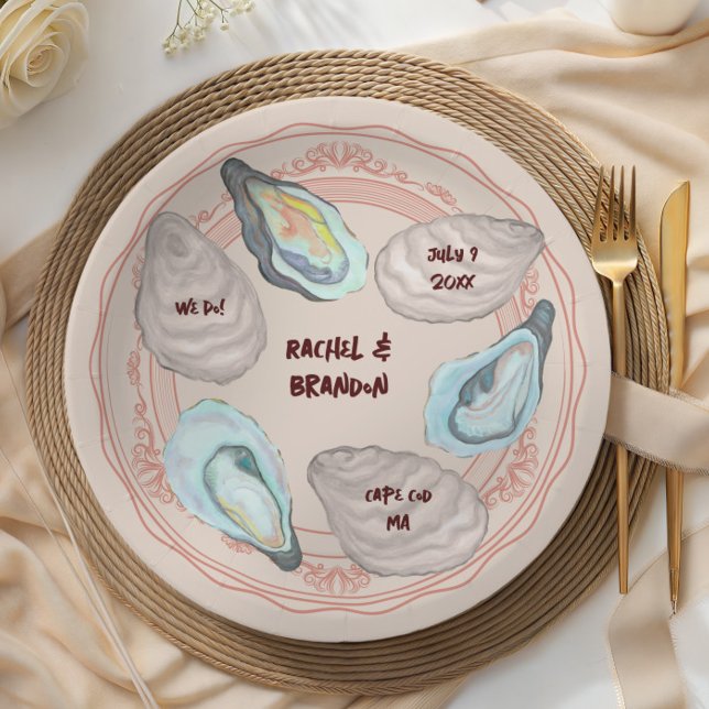 Adorable Oyster Roast Plate, Coastal Wedding Pappteller (Von Creator hochgeladen)